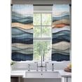thumbnail image 2 of Summer Coastal Sheer Curtains 63 Inch Length 2 Panels Set, Modern Abstract Watercolor Wave Voile Window Treatment Rod Pocket Curtains Sheers Drapes for Bedroom/Living Room/Kitchen 52x"63"x2, 2 of 7
