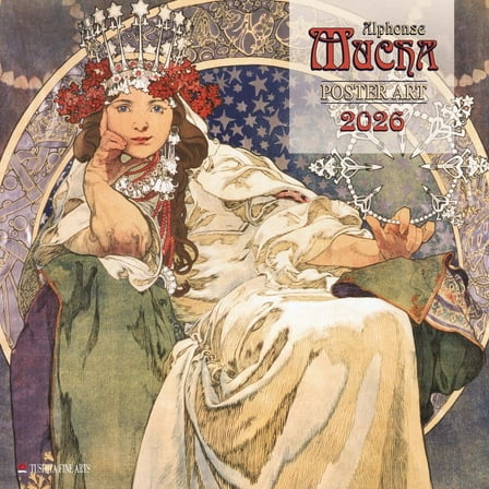 Tushita Publishing, Mucha Poster Art 2026 Wall Calendar, 11.81'' X 11.81'', 16-Month Calendar with Stapled Binding