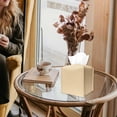 thumbnail image 3 of Tissue box cover Square leather - Tissue box Bathroom decor cube tissue holderoff-white, 3 of 6