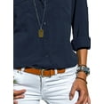 thumbnail image 4 of ORQ Women Long Sleeve Buckle Pockets Turn-down Collar Shirt, 4 of 4