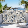 thumbnail image 3 of Navy Blue Floral Throw Pillow Covers 26x26 Inch Set of 2, Beige Vintage Farmhouse Botanical Leaves Waterproof Outdoor Pillow Covers, Decorative Cushion Pillowcases for Couch, Sofa, Bed, Garden, Patio, 3 of 9
