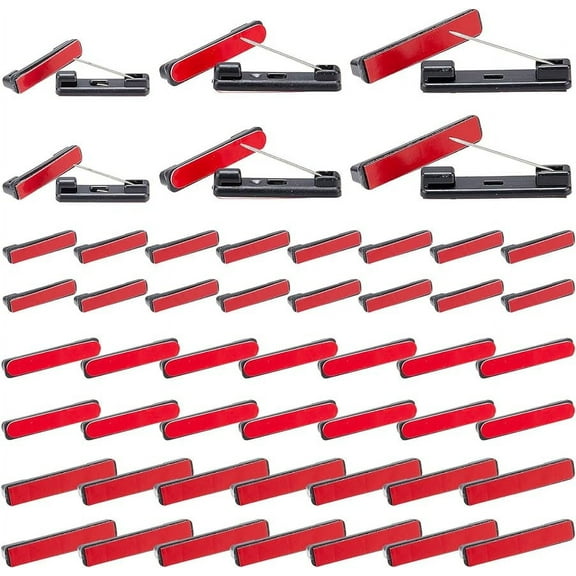 150Pcs Self-Adhesive Safety Pin Bars 3 Sizes Badge Pin Backs Black Adhesive Safety Pins Back Brooch Badge Bar Pins Name Tag Pins for Name Tags ID Badges Ribbons Flowers Crafting Parts