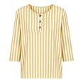 thumbnail image 4 of Purcolt 3/4 Length Sleeve Shirts for Women Dressy Casual Stripes Button V Neck Blouses Comfort Loose Fit Layered Tunic Tops Loungewear with Pockets, 4 of 9