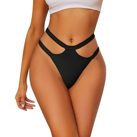 GHSOHS Womens Underwear Panties Seamless Underwear for Women Boyshort Underwear for Women Fashion Low Waist Underwear Solid Briefs Lace Panty T Panties Cotton Crotch Seamless Underpants Black Th M