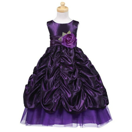 Purple Sash Taffeta Christmas Dress Toddler Little Girls
