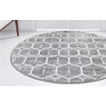 thumbnail image 4 of Rugs.com Lattice Trellis Collection Rug – 5 Ft Round Gray Low-Pile Rug Perfect For Kitchens, Dining Rooms, 4 of 9
