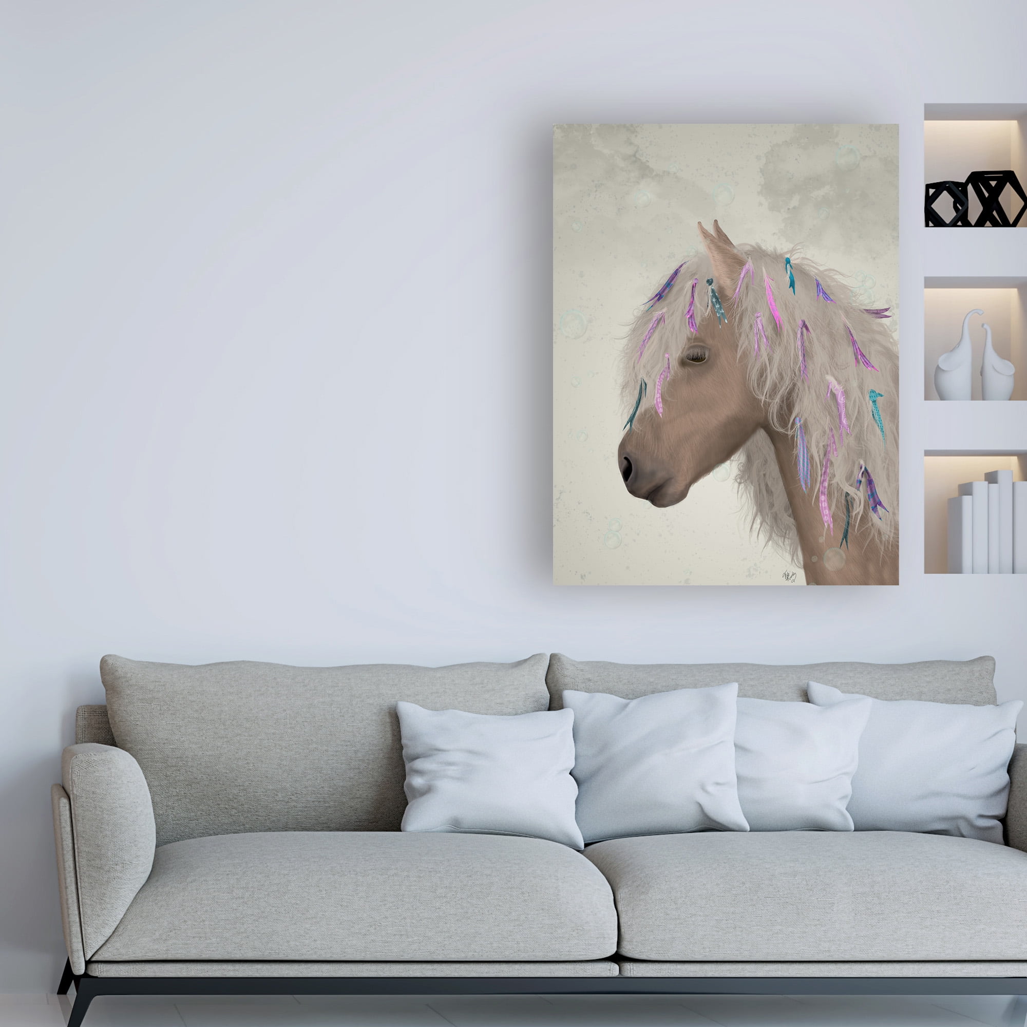 Trademark Fine Art 'Horse Beige with Ribbons' Canvas Art by Fab Funky