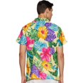 thumbnail image 2 of Stylore Men's Hawaiian Shirt Short-Sleeve Button-Down Bright Big Hibiscus Yellow 3XL, 2 of 6