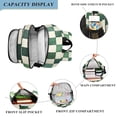 thumbnail image 3 of FORMRS School Backpack 17" Student Travel Bag with Laptop Compartment, Green and White Plaid Pattern, 3 of 7