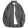 thumbnail image 2 of Uaswgudfs Men's Vintage Plaid Button - Down Flannel Shirt Long Sleeve Oversized Casual Loose Fit for Autumn Winter Warmth Black L, 2 of 5