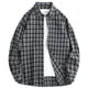 thumbnail image 1 of Mens Casual Manga Corta Botón Abajo Camisas Vintage Comprobar Collar de Solapa Manga Larga Moda Superior, Blusa Elegante, 1 of 5