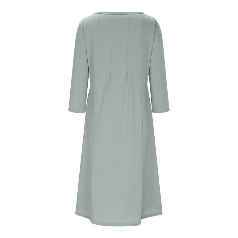 navy blue dress for baby girl A-Line Midi Wedding Guest Dress Three Quarter Sleeve Round Neck Formal –  Petroomies