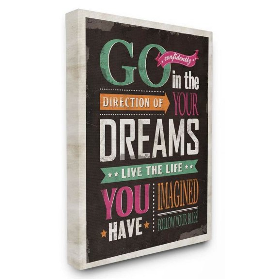 Stupell Industries Go Confidently Inspirational Vintage Word Design Canvas Wall Art by Ester Kay