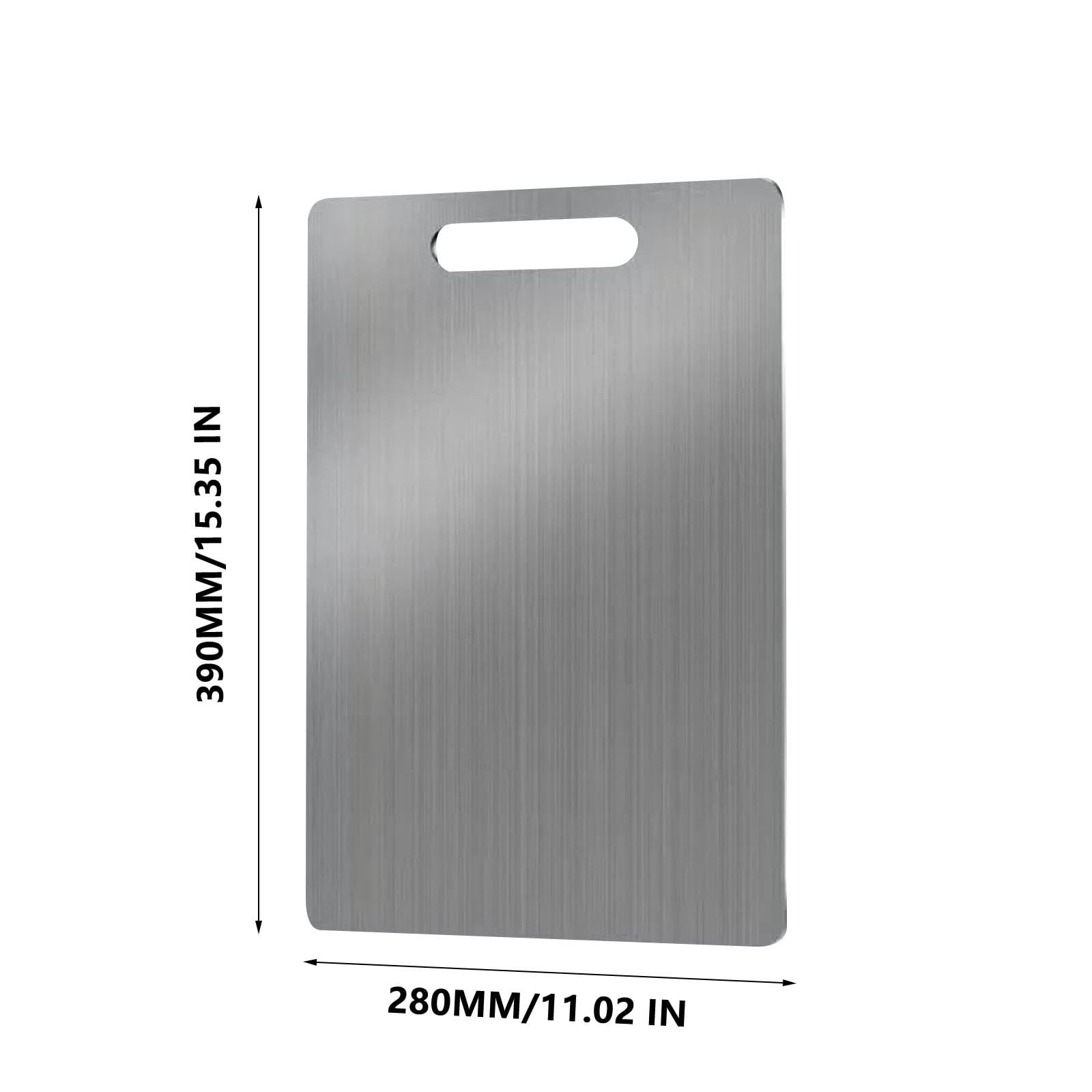 Djiypn 304 Stainless Steel Cutting Board, Double-sided Silver Cutting Board for Kitchen Dishwasher Safe Food Chopping Board for Cutting Meats Fruit & Vegetable(11.02 * 15.35 In)