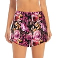 thumbnail image 2 of Pofeuu Rose Flowers Print Women's Athletic Shorts Running Workout Shorts Tummy Control Quick Dry Gym Shorts with Pockets Double layer sports shorts-Medium, 2 of 7