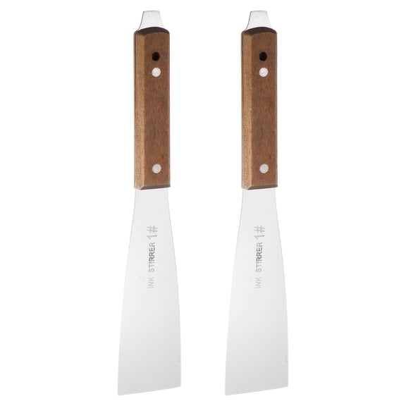 Uxcell 2Pcs Painting knife 45mm Width Shovel Mixing Palette Scraper with Wood Handle for Oil Paint Craft Spreading(1#)
