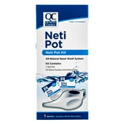 Quality Choice Neti Pot Nasal Rinse Kit, Allergies, Nasal Congestion, Sinus Pressure, Sneezing, Runny Nose, Stuffiness and Post Nasal Drop, 30 Count.