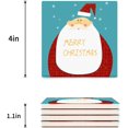 thumbnail image 3 of FMSHPON Merry Christmas Santa Claus Set of 4 Coaster for Drinks, Absorbent Ceramic Stone Coasters Cup Mat with Cork Base for Home Kitchen Room Coffee Table Bar Decor, 3 of 4