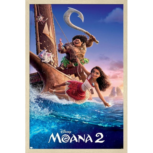 Disney Moana 2 - One Sheet Wall Poster, 22.375" x 34" Framed