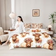 thumbnail image 4 of Erosebridal Kawaii Highland Cattle 7 Pieces Bedding Comforter Set,Brown Farm Animals Full Bedding Set For Adult,Reversible, 4 of 7
