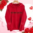 thumbnail image 2 of Byworldtasic Womens Valentines Day Heart Print Hoodies Cute Long Sleeve Pullover Oversized Top, 2 of 9
