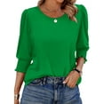 thumbnail image 4 of UVN Summer Blouses for Women 3/4 Sleeve Shirts Ladies Casual Crew Neck Womens Tunic Tops, 4 of 11