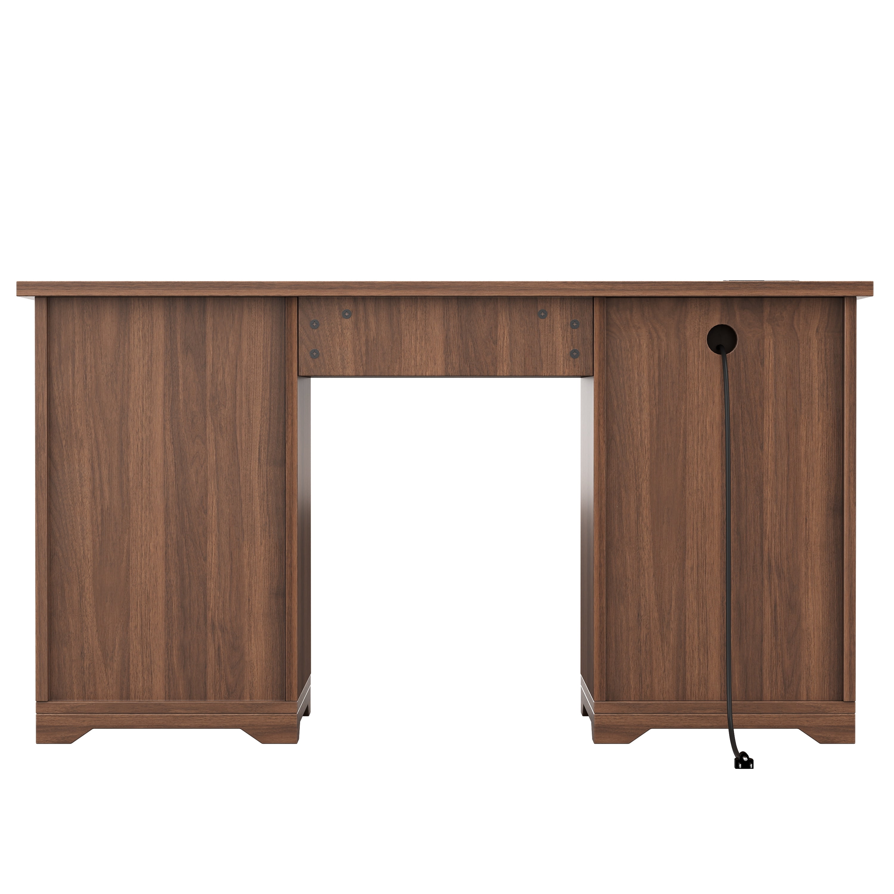 Aukfa 55" Farmhouse Executive Desk with Charging Station, Home Office Computer Desk with File Drawer & Storage Cabinet,Walnut
