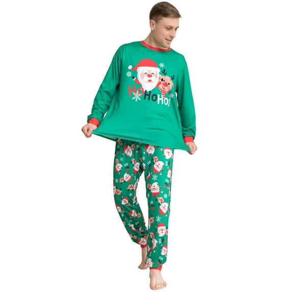 SYNPOS Family Matching Pajamas Set Christmas Santa Claus Long Sleeve Sleepwear