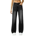 thumbnail image 6 of Wide Leg Jeans for Women Casual High Waisted Strechy Straight Leg Loose Tummy Control Denim Pants with PocketBlack 2XL, 6 of 6