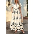 thumbnail image 5 of Womens 2025 Summer Casual V Neck Boho Maxi Dress Flowy Aline Bell Sleeve Tiered Floral Dresses with Pocket S, 5 of 7
