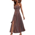thumbnail image 2 of Women Boho Spaghetti Strap Maxi Dress Printed A Line Slit Flowy Summer Dress S, 2 of 10