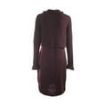 thumbnail image 2 of Calvin Klein  Aubergine Tiered Turtleneck Sweater Dress L, 2 of 3