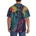 thumbnail image 3 of Honeii Neon Zombie Skull for Men's Short-Sleeved Button-Up Collared Shirt Featuring A Pocket, Perfect for Beach Vacations, And Travel Adventures.-4X-Large, 3 of 5