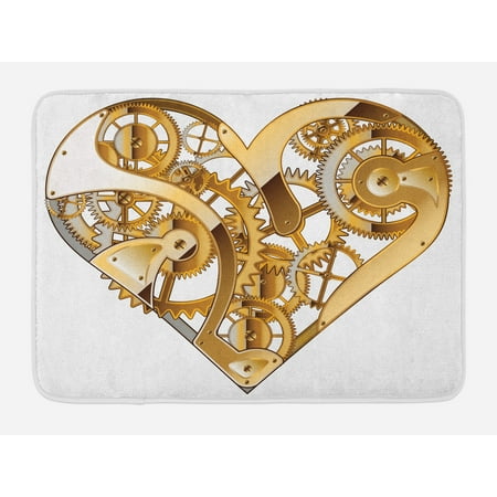 Bath Mat Mechanic Heart Physical Bos Complex Bath Mat Mechanic Heart Physical Bos Complex Structure Of Love Techno Romance Print
