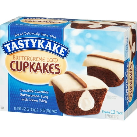 Tastykake Buttercreme Cupkakes, 12 Count, 6 Packs of 2 Cupcakes