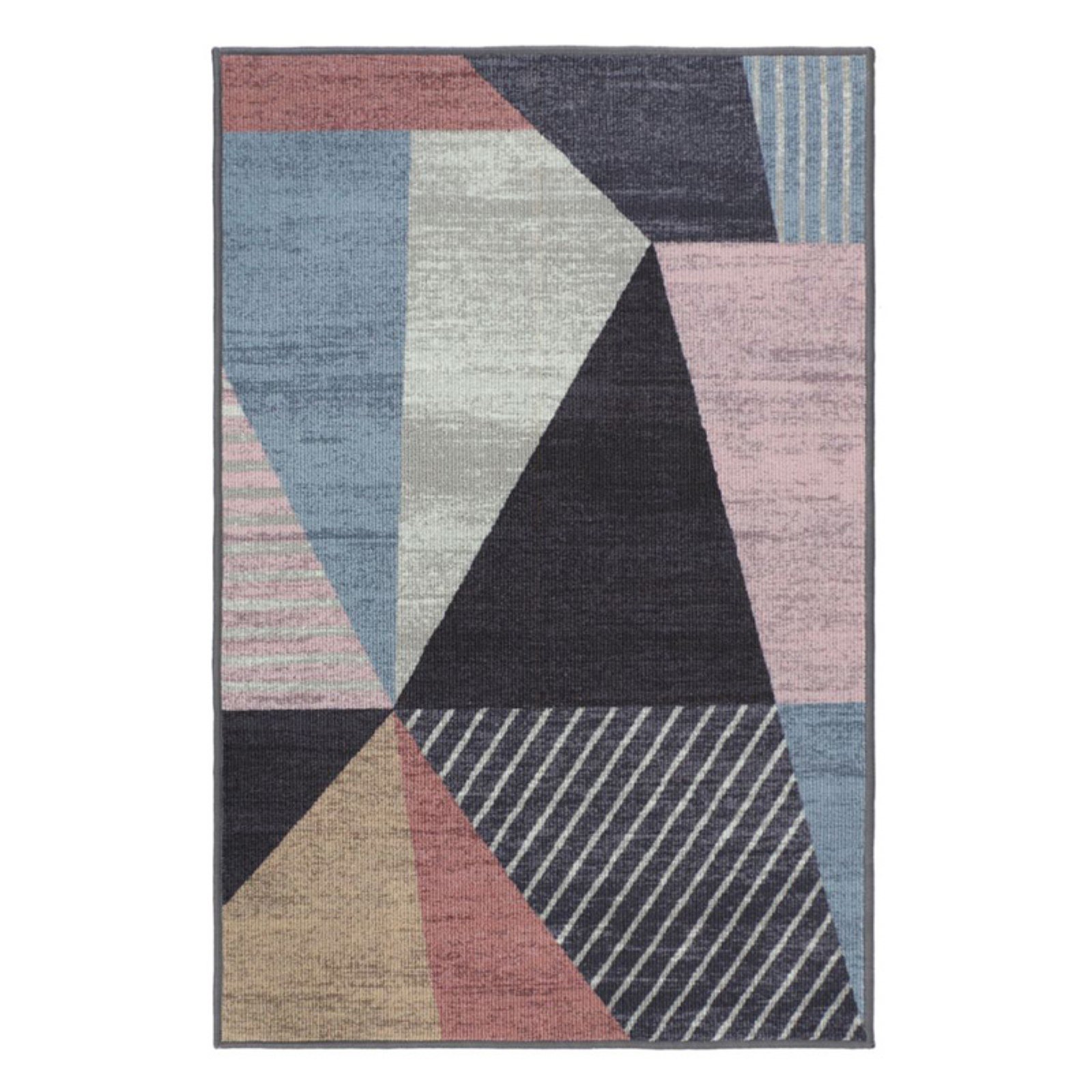 RugSmith Turquoise Offset MidCentury Geometric Area Rug, 3' x 5