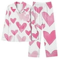 thumbnail image 4 of yievot Valentines Pjs Women Sleepwear Womens Heart Print Pajamas Set Valentines Day Gift Long Sleeve Button Down Nightwear Loungewear, 4 of 6