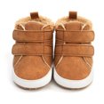 thumbnail image 6 of Xijirk Solid Baby Toddler High Top Warm Lined First Walking Shoes, Dual Hook and Loop Non Soft Sole Winter Boots for Boys Girls Indoor Outdoor Wear Brown,0-6 Months, 6 of 8