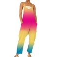thumbnail image 1 of Fashnice Combinaisons pour Femmes Imprimé Floral Combinaison à Carreaux Pantalon Long Boho Été Combinaison Rose Rouge 2TG, 1 of 3