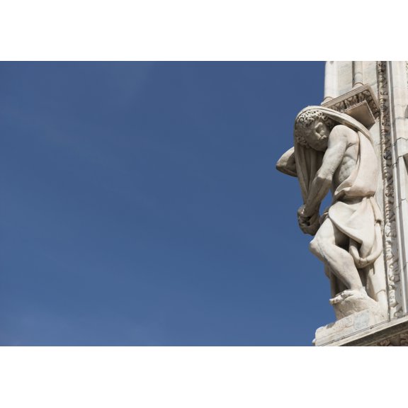 Posterazzi DPI12274395 Carved Sculpture of Male Likeness on The Facade of Milan Cathedral Against A Blue Sky - Milan Lombardy Italy Poster Print - 18 x 12 in.