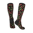 thumbnail image 4 of Daiia Sports Socks Sweet Red Cherry Printed Novelty Crew Socks for Men Women Knee High Socks Cotton Socks Soft & Breathable Support Unisex Socks, 4 of 9