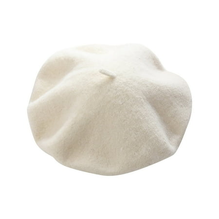 Hontri Beret Women s Autumn And Winter Fashion New Casual Wool Knitted Beret Black Beret White