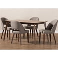 thumbnail image 4 of Baxton Studio Wesley Mid-Century Modern Fabric Upholstered Walnut Finished Wood 5-Piece Dining Set, Multiple Colors, 4 of 6