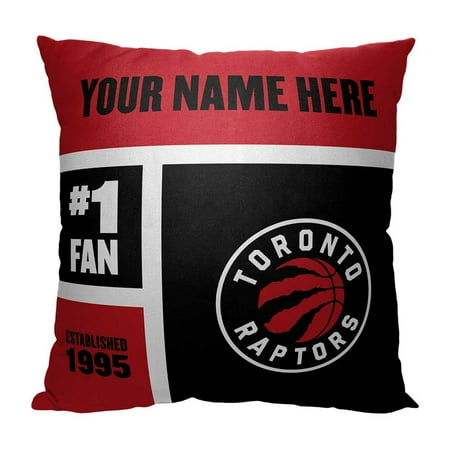 The Northwest 1NBA-69501-0026-RET 18 x 18 in. NBA Toronto Raptors Colorblock Personalized Throw Pillow