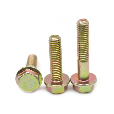 

M6 x 1.00 x 30 MM (PT) Coarse Thread DIN 6921 Class 10.9 Hex Flange Screw no Serration Medium Carbon Steel Yellow Zinc Plated Pk 800