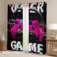 thumbnail image 2 of Feelyou Cartoon Game Console Black Out Curtains, Pink Headphones Curtains Pack of 2 (42x63 Each), Chic Square Abstract Bedroom Curtains, Curtains and Drapes Decor, 2 of 6