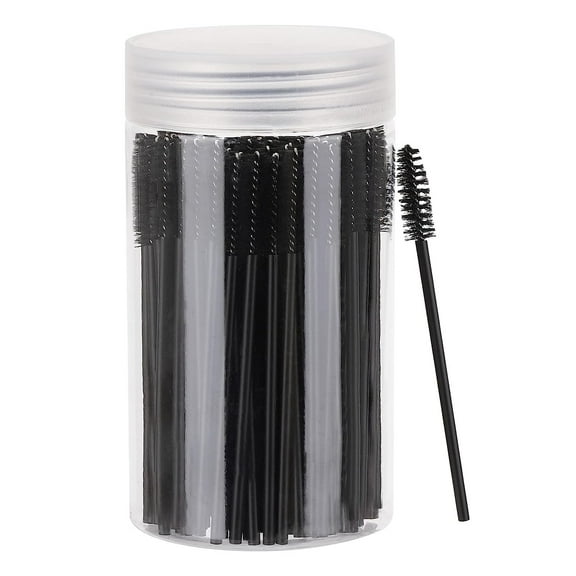 100 Pcs Disposable Eyebrow Spoolies Brush for Eyelash Extensions, Lash Brushes with Container (Black)