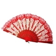 thumbnail image 4 of Fans plegables Flores estilo chino danza hueca de la boda de la boda del ventilador de la mano de la pintura del encaje de la seda plegable de la mano del ventilador de la flor, 4 of 6