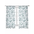 thumbnail image 2 of Sheer Curtains 63 Inches Long, Teal Blue Green Light Filtering Window Curtains for Living Room/Bedroom, Vintage Farmhouse Boho Flower Leaf Rod Pocket Voile Sheer Curtain Drapes, 52"W x 63"L, 2 Panels, 2 of 8