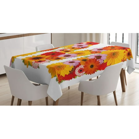 

Letter M Tablecloth Flower Alphabet with Gerbera Daisies Natural World Written Language Summer Foliage Rectangular Table Cover for Dining Room Kitchen 60 X 84 Inches Multicolor by Ambesonne